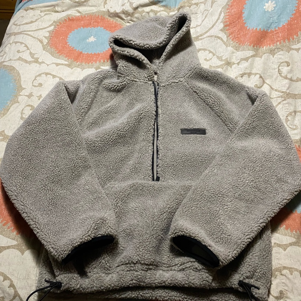 Essentials Gray Sherpa pullover hoodie
